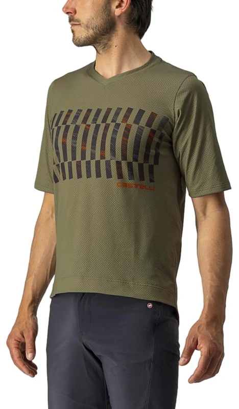 CASTELLI 4522008-353 TRAIL TECH TEE Sweatshirt Men's Olive Green/Dark Gray-Orange R 3XL