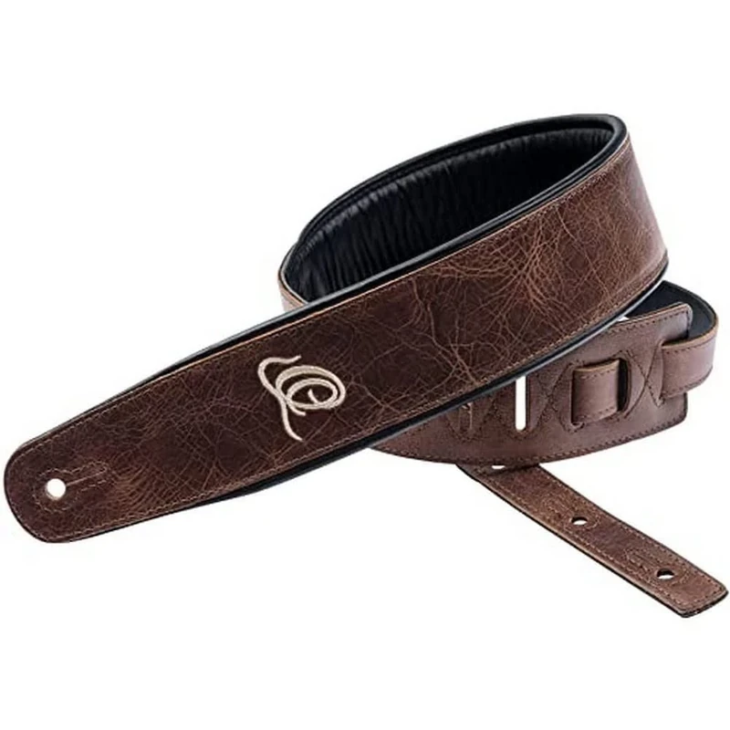 Ortega Guitars Adjustable Guitar Strap – Acoustic Guitar / Bass, Electric Guitar / Bass – Classic Series – Genuine Leather, Vintage Brown (OSCL-4)