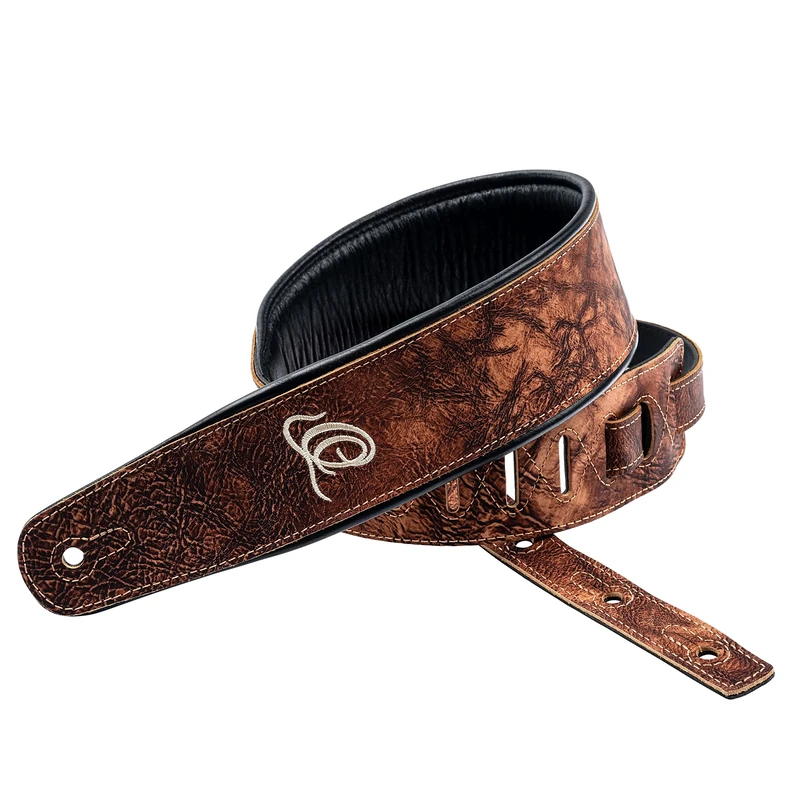 Ortega Guitars Adjustable Guitar Strap – Acoustic Guitar / Bass, Electric Guitar / Bass – Classic Series – Genuine Leather, Chestnut Tree (OSCL-2)