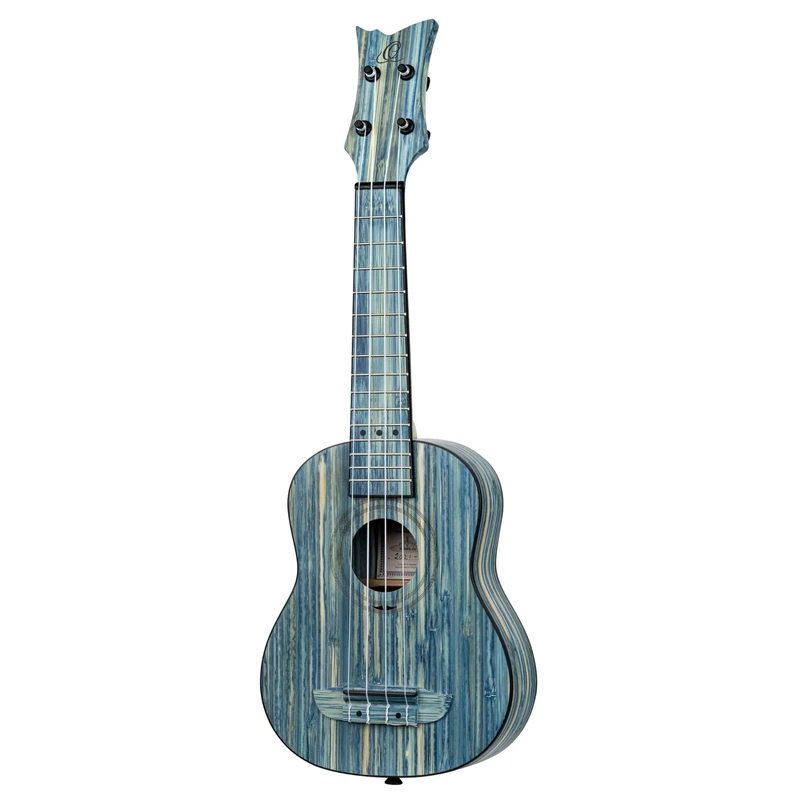 Ortega Guitars Soprano Ukulele Acoustic – Bamboo Series – Including Gigbag – Bamboo, Blue (RUSWB-SO)