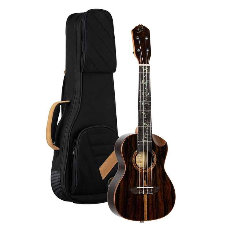 Ortega Guitars Concert Ukulele Electro-Acoustic – Elite Series – Including Gigbag – Ziricote, Natural (RUET- ZC)