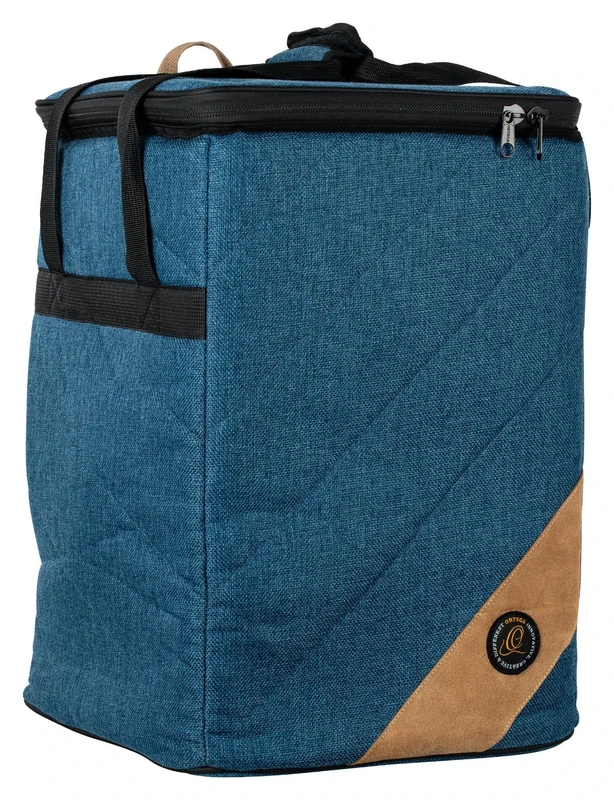 Ortega Guitars Premium Cajon Bag - Bag for Cajon - 13,5 x 17,75 x 13,5 Inches - With Carrying Handle and Backpack Straps - Canvas and Cotton, Ocean Blue (OGBCJ-OC)