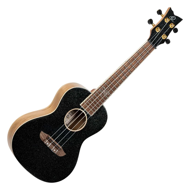 Ortega Guitars Concert Ukulele Acoustic – Element Series – Gigbag Included – Spruce, Black (RUEL-MBK)