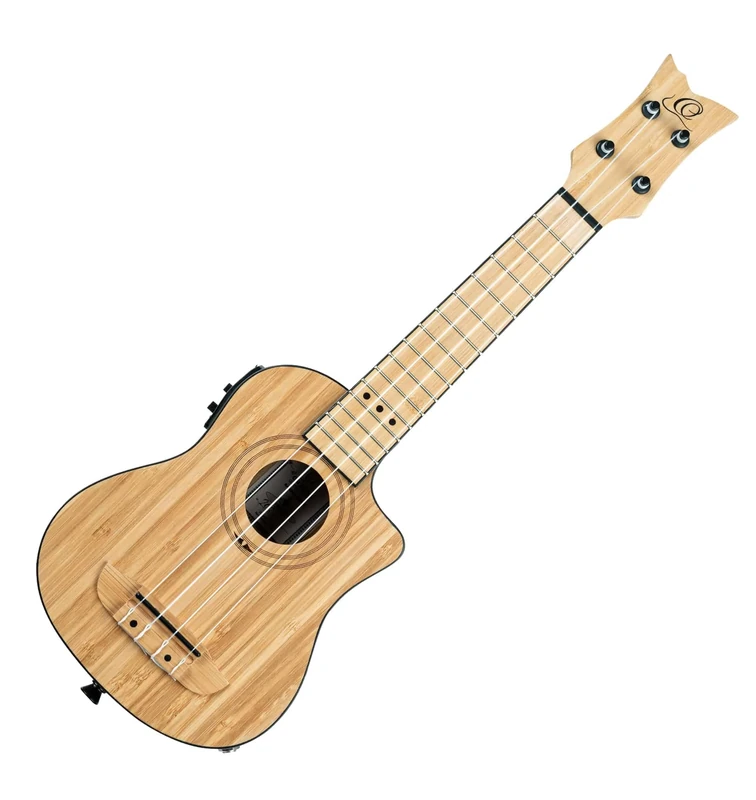Ortega Guitars Soprano Ukulele Electro-Acoustic – Bamboo Series – Including Gigbag – Bamboo, Natural (RUNAB-SO)