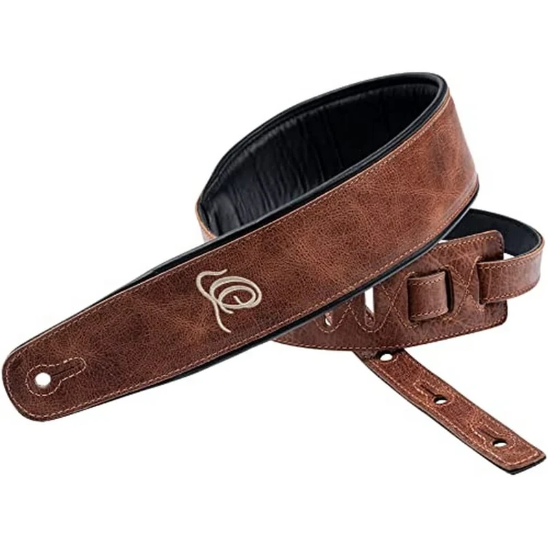 Ortega Guitars Adjustable Guitar Strap – Acoustic Guitar / Bass, Electric Guitar / Bass – Classic Series – Genuine Leather, Vintage Caramel (OSCL-5)