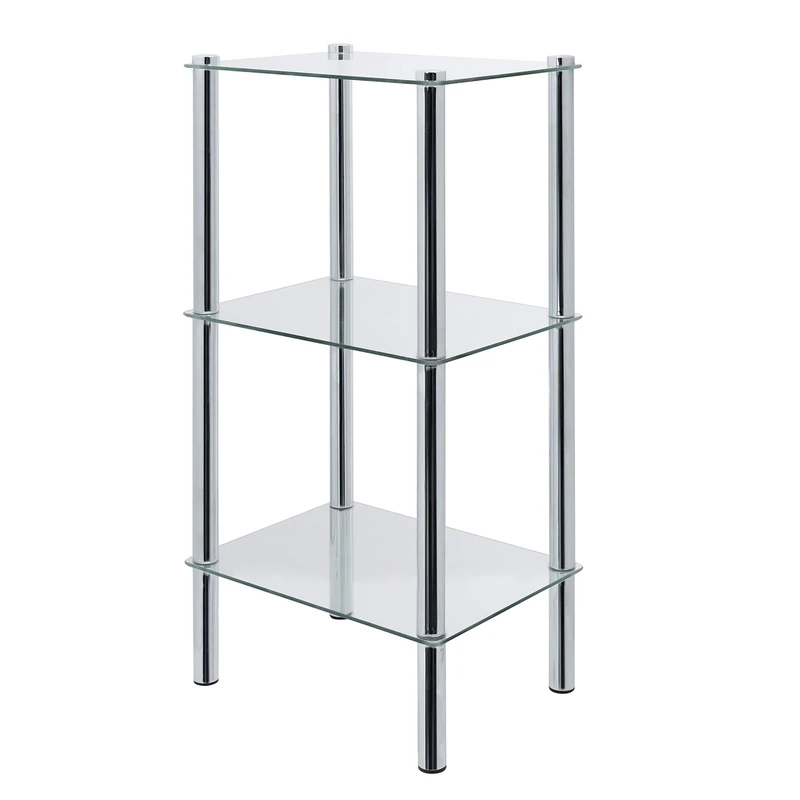 axentia Bathroom Shelf Silver Transparent Approx. 40 x 77 x 30 cm - Image 1