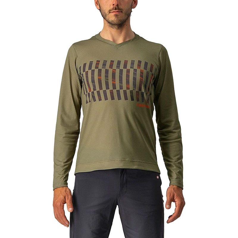 CASTELLI 4522009-353 TRAIL TECH LS TEE Sweatshirt Men's Olive Green/Dark Gray-Orange R 3XL