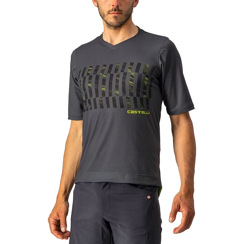 CASTELLI 4522008-030 TRAIL TECH TEE Sweatshirt Men's Dark Gray/Black-Electric Lime XXL