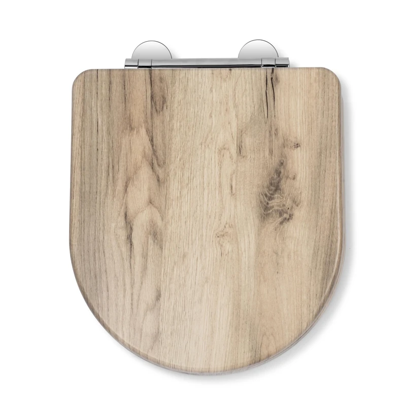 Croydex Varese Soft Close Toilet Seat - Quick Release Button for Easy Cleaning and Adjustable Hinges with Top and Bottom Fixings Included, Antibacterial Treated Surface (D-Shape Toilet Seat Grey Oak)