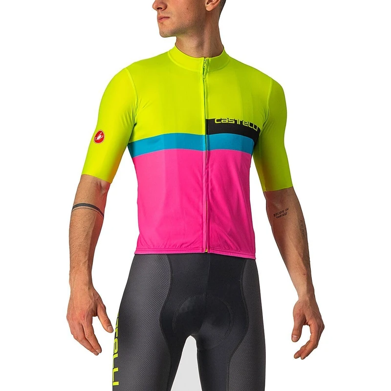 CASTELLI 4522017-383 A BLOCCO JERSEY Sweatshirt Men's Electric Lime/Black-Blue-Magen 3XL