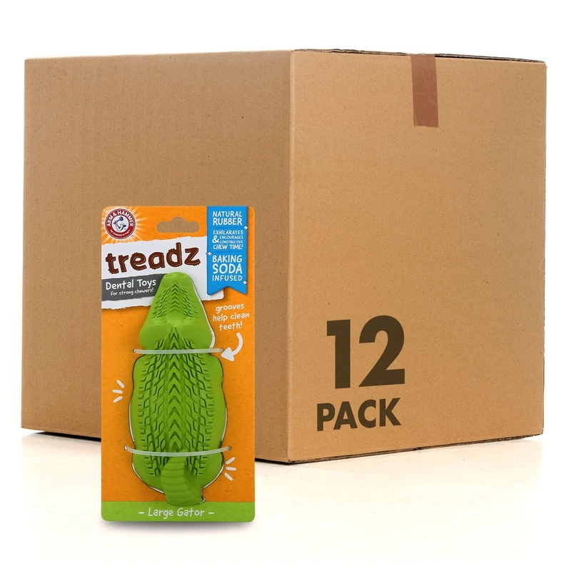 Arm & Hammer Super Treadz Gator Chew Toy for Dogs, 12 Pack | Best Dental Dog Chew Toy | Reduces Plaque & Tartar Buildup Without Brushing | Safe for Dogs up to 35 Lbs