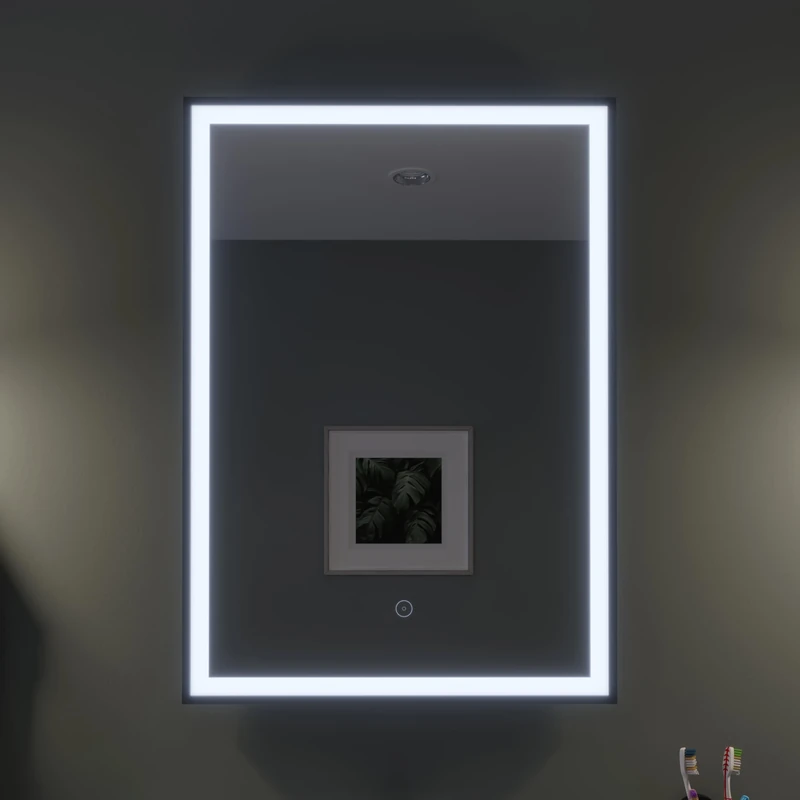 Croydex Burley Black framed LED mirror with Hang n Lock 50x70cm