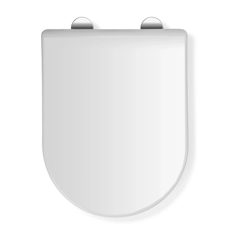 Croydex Malo Flexi-Fix D Shape Toilet Seat - Soft Close & Quick Release Button for Easy Cleaning, Adjustable Hinges with Top and Bottom Fixings Included and Antibacterial Treated Surface (White)