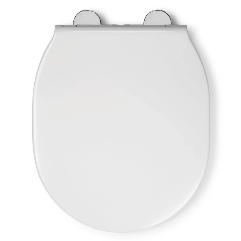 Croydex Bolsena Flexi-Fix Soft Close Toilet Seat - Quick Release Button for Easy Cleaning and Adjustable Hinges with Top and Bottom Fixings Included, Antibacterial Treated Surface (White)