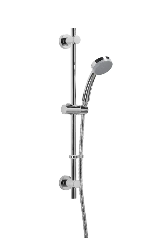 Croydex Presion Chrome Shower Riser Rail Kit - 68cm Riser Rail, Pressure Boosting Shower Head, 1.5m Stainless Steel Hose and Adjustable Handset Holder, with Flexi-Fix Wall Brackets (Chrome)