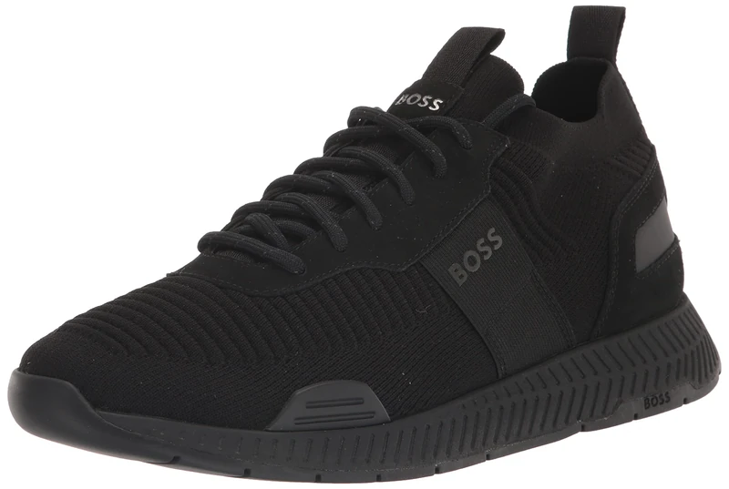 BOSS Men's Mesh Mix Running Sneakers, Black Oil, 6 UK - Image 1