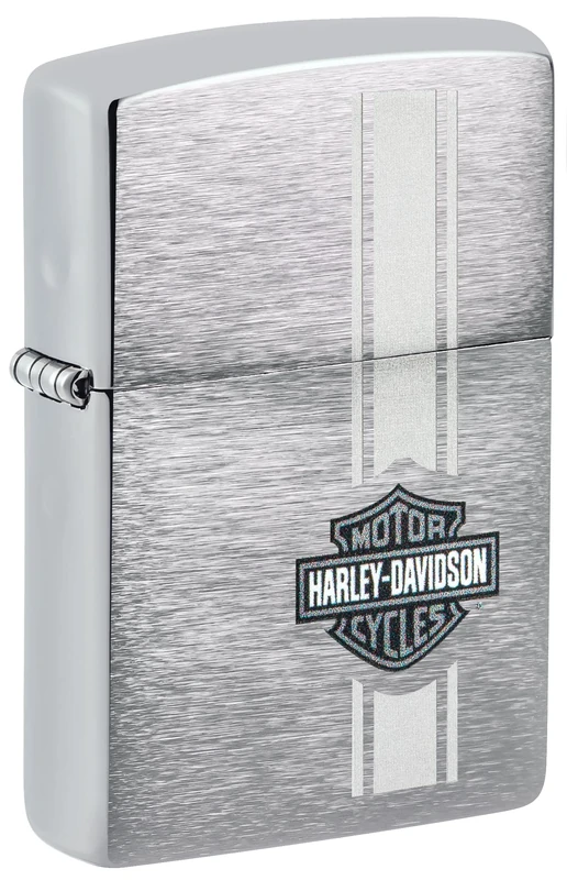 Zippo Windproof Lighter, Harley-Davidson Design – Brushed Chrome, Lustre Colour Image – Refillable, Reusable, Windproof Design – Comes in Gift Box – Made in USA