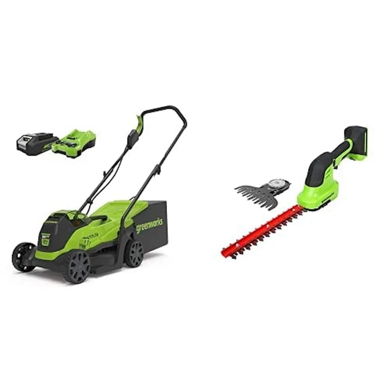 Greenworks 24V brushless mower, shear, with 2Ah battery/charger