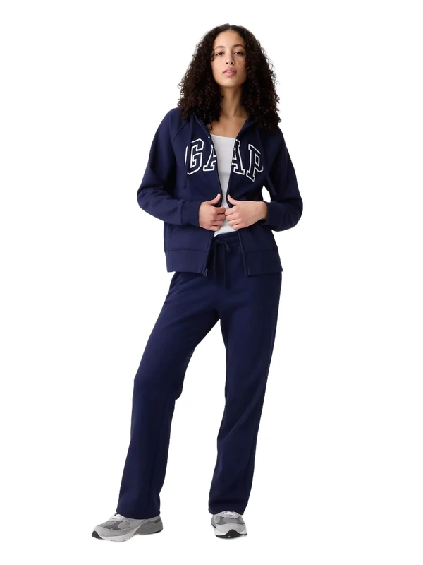 GAP Women's Logo Hoodie Hooded Full Zip Sweatshirt, Navy Uniform, Medium