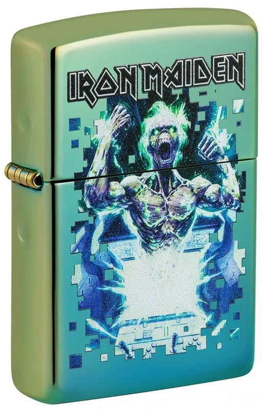 Zippo Windproof Lighter - Iron Maiden - High Polish Teal Finish with Colour Image - Refillable - Reusable - Windproof Design - Gift Box - Metal - Made in USA