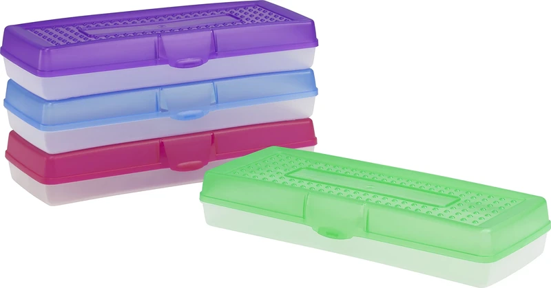 Storex Stretch Pencil Box, 5.6 x 13.4 x 2.52 Inches, Assorted Colors, Color Assortment Will Vary, Case of 12 (61620A12C) - Image 1