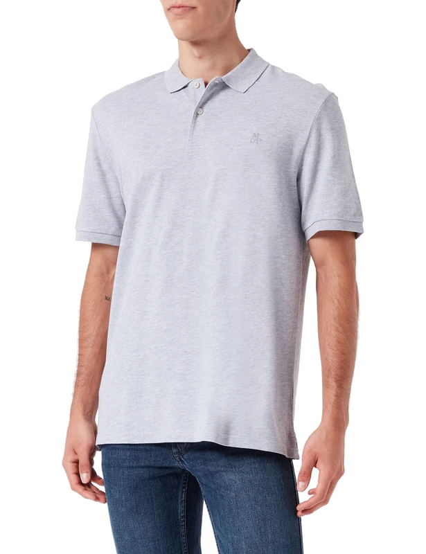 Marc OߴPolo Men's Regular Fit Organic Cotton Short Sleeve Polo Shirt, Grey (Grau), S - Image 1