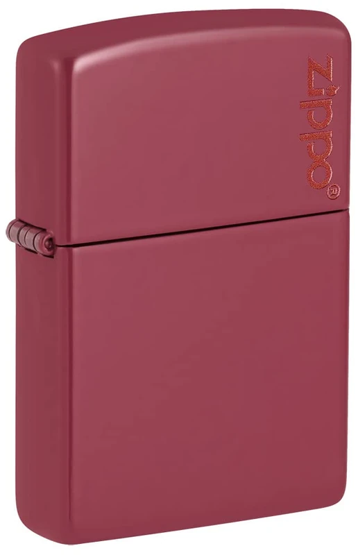 Zippo® Brick Lighter with Logo 49844ZL, Windproof Lighter Refillable Zippo, Made of Metal with Characteristic "click" Zippo, Matt Red, Made in USA, Great Gift Idea