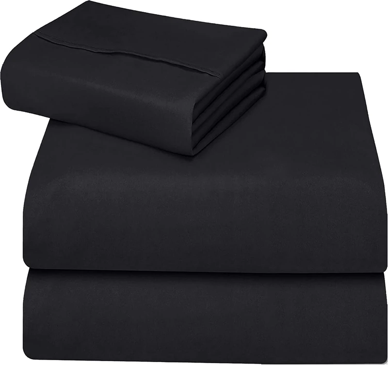 ComfyWell Fitted Sheets King Size - King Size Fitted Sheet Extra Deep (35 cm) - Soft Brushed Microfibre Fabric Bed Sheets- Shrinkage and Fade Resistant. (King (150x200cm), Black)