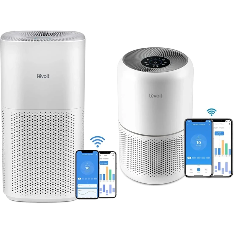 LEVOIT Smart Air Purifiers for Home Large Room, Covers up to 1588 Sq. Ft, APP Control and PM2.5 Display, White & Smart Air Purifier for Home Bedroom, H13 HEPA Air Filter, Core300S