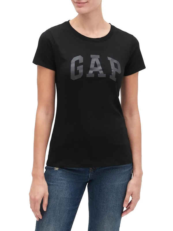 GAP Women's Classic Logo Tee T-Shirt, True Black, XL