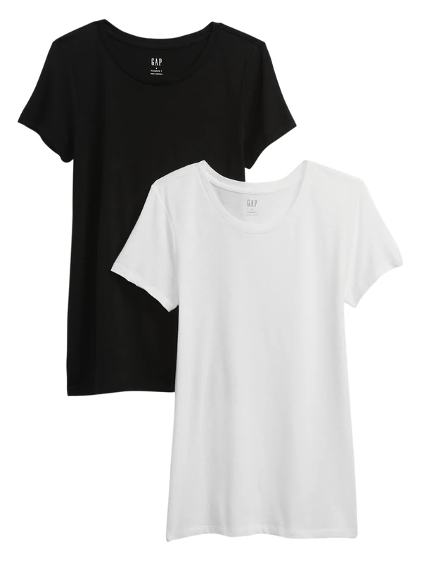 GAP Women's 2-Pack Crewneck Favorite Tee T-Shirt, True Black, M