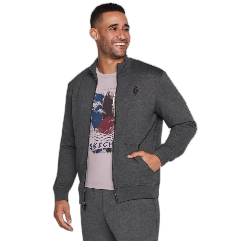 Skechers Men's Hoodie Without Hood Sweatshirt, Charcoal, M UK