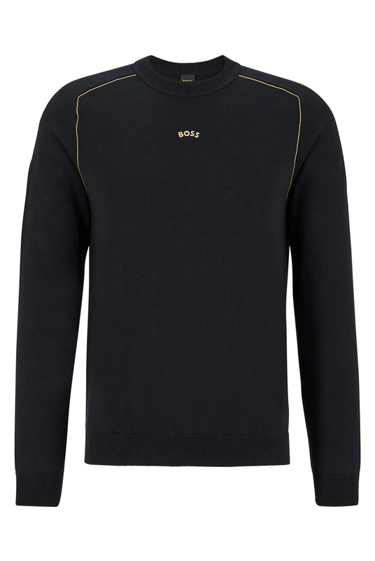 BOSS Mens Roldi Regular-fit Sweater with Capsule Artwork and Chain Stitching Black - Image 1