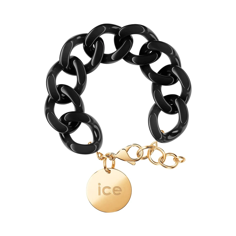 ICE - Jewellery - Chain bracelet - Black - Chunky Chain Bracelet for Women in Black Colour with a Gold Medal (020354)
