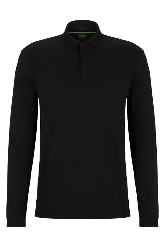 BOSS Mens Pirol Tonal-Logo Polo Shirt in Interlock Cotton