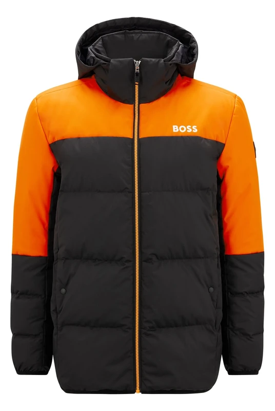 BOSS Mens J Hamar Logo-Detail Down Jacket with Water-Repellent Finish Black