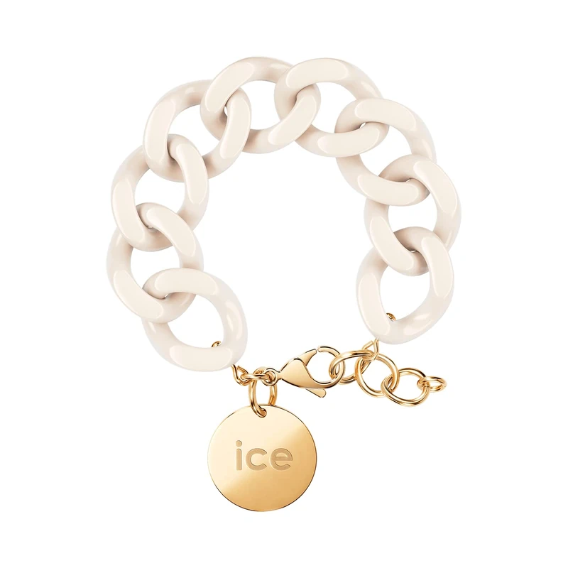 ICE - Jewellery - Chain bracelet - Almond skin - Chunky Chain Bracelet for Women in off-white Colour with a Gold Medal (020353)
