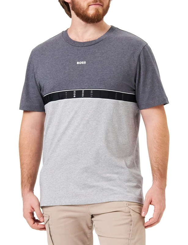BOSS Men's Tea Tape Jersey, Medium Grey, M