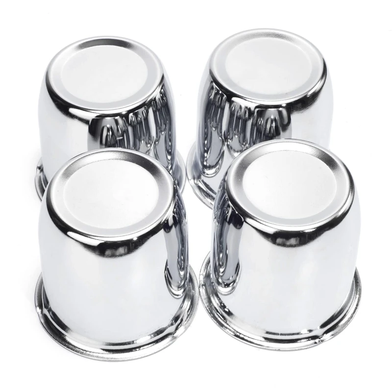 4pcs Push Through Wheel Center Caps, 2.80inch Chrome Silver Truck Trailer Hub Caps