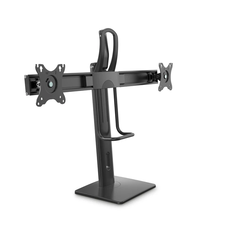 PureMounts® Monitor Bracket for Two Screens, 2x VESA 75 x 75 to VESA 100 x 100 Monitor Recording, Fully Height-Adjustable, Tiltable, Swivel, Rotatable, Black