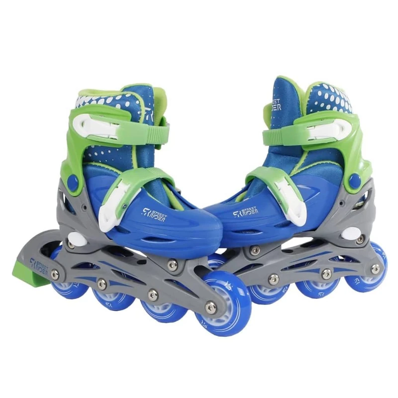 Kids Globe 720512 Street Rider Inline Skates Green/Blue Adjustable from Size 31-34 ABEC7 Aluminium Frame