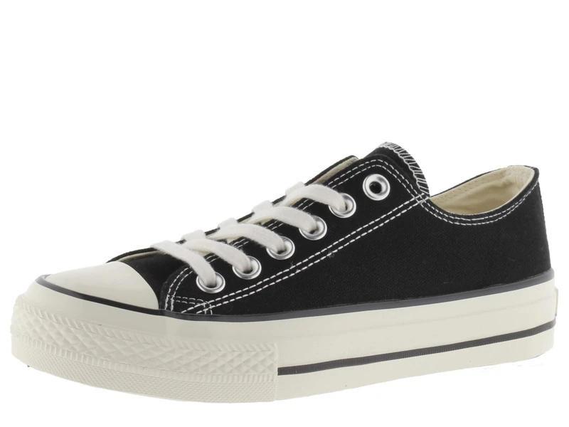 victoria Tribu Canvas Low-Top Trainers & Retro Logo & Shiny Finish Sole 1057100 for Women Negro 36