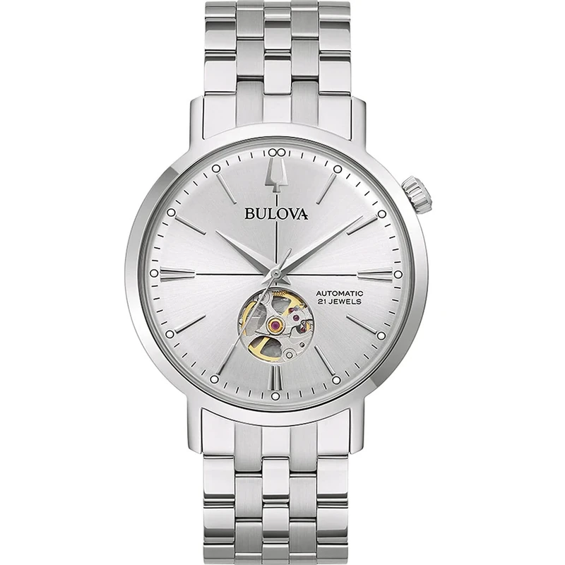 Bulova 96A276 Men's Analogue Automatic Watch with Stainless Steel Strap, Silver, Modern