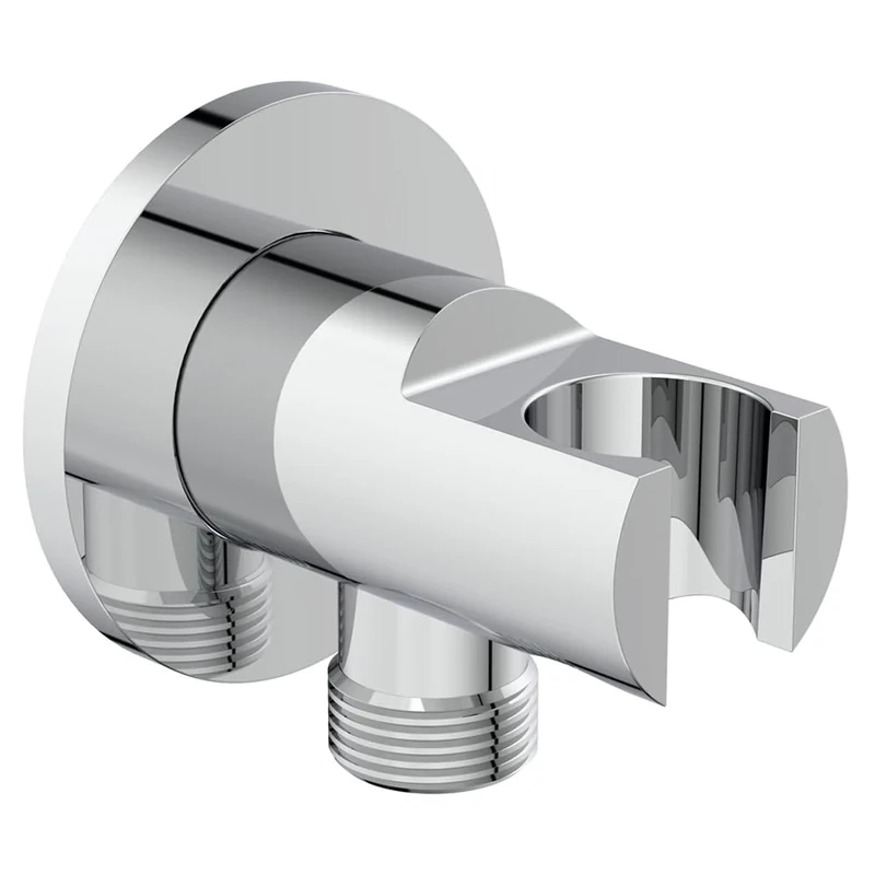Shower Head Holder and Wall Outlet - Ideal Standard Idealrain Round Shower Head Holder and Outlet, Chrome, BC807AA - Image 1