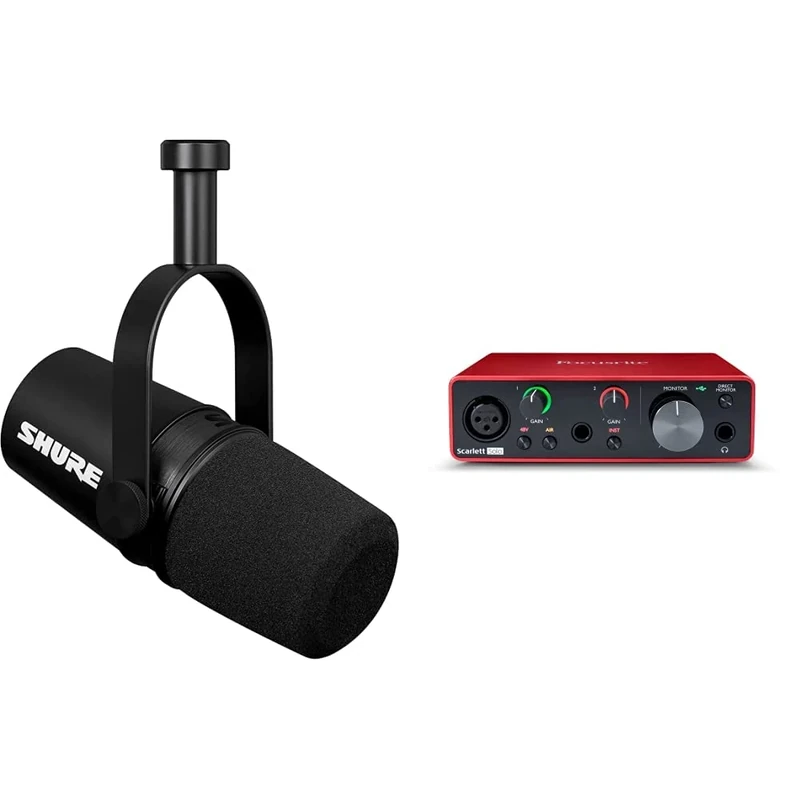 Shure MV7X XLR Podcast Microphone - Black & Focusrite Scarlett Solo 3rd Gen USB Audio Interface, for the Guitarist, Vocalist, Podcaster or Producer, Studio Quality Sound