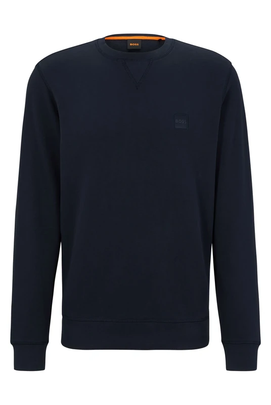 BOSS Mens Westart Logo-patch sweatshirt in cotton terry Blue
