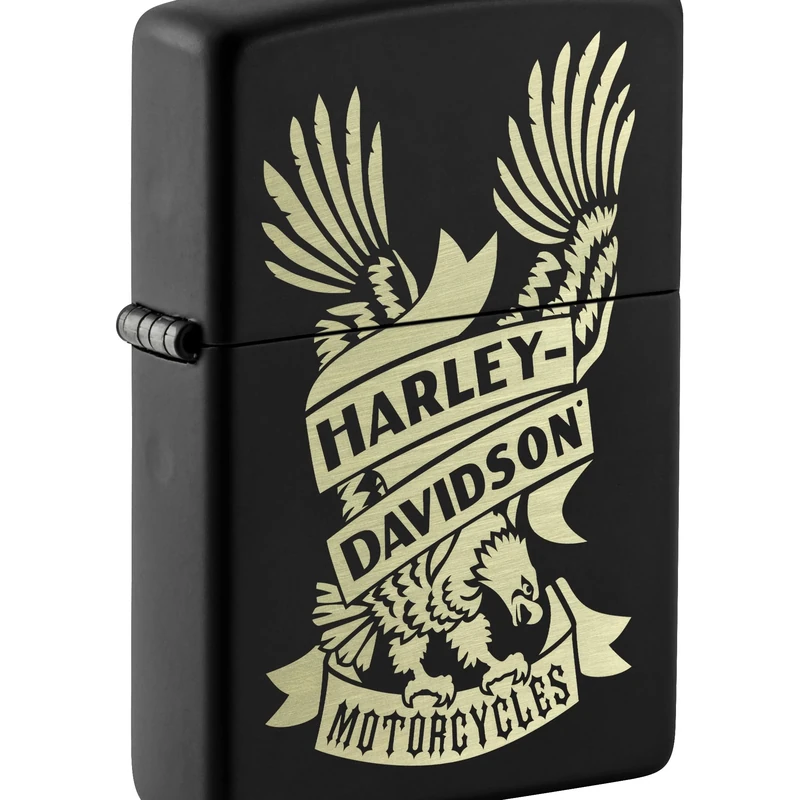 Zippo Windproof Lighter, Harley-Davidson Design – Matt Black, Laser Engraving – Refillable, Reusable, Windproof Design – Comes in Gift Box – Made in USA