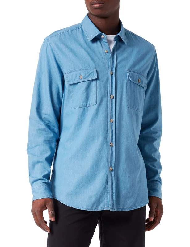 BOSS Men's Rave Shirt, Light/Pastel Blue, L - Image 1