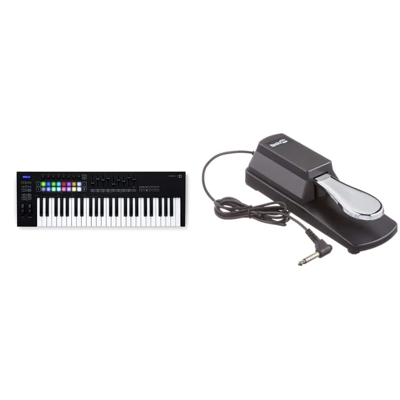 Novation Launchkey 49 [MK3] MIDI Keyboard Controller & RockJAM RJSP01 Professional Sustain Pedal for Digital Pianos and Electronic Keyboards with Polarity Switch