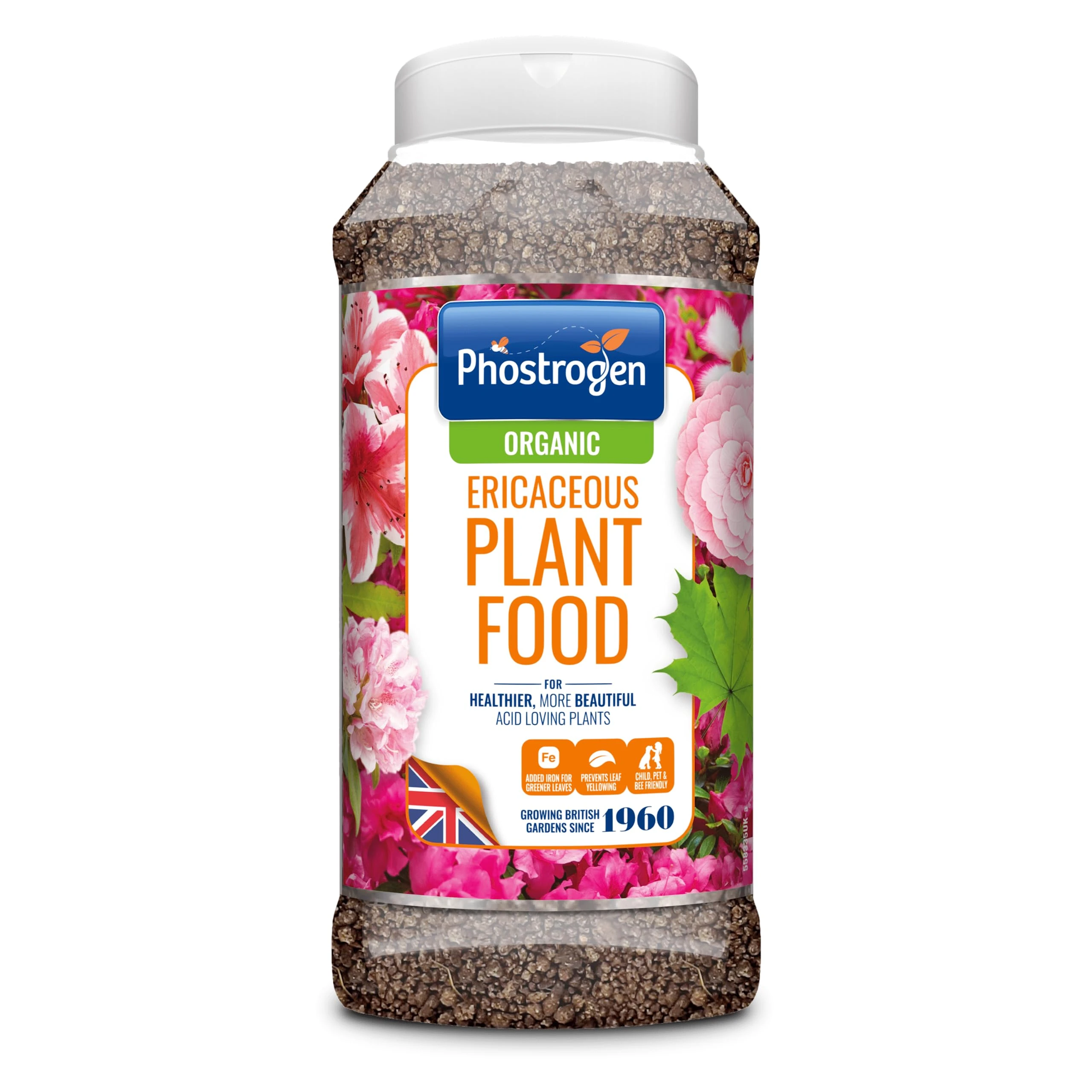 Phostrogen Ericaceous Plant Food, 800g - Iron Rich Organic Ericaceous Plant Food - for Healthier Acid Loving Plants - Helps Prevent Leaf Yellowing - Plant Nutrition - Indoor and Garden Use